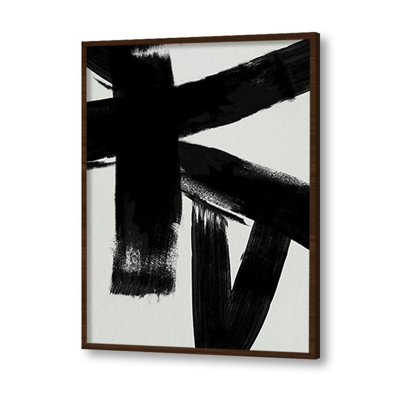 Jagged Edges 1 Black and White Canvas Wall Art Print