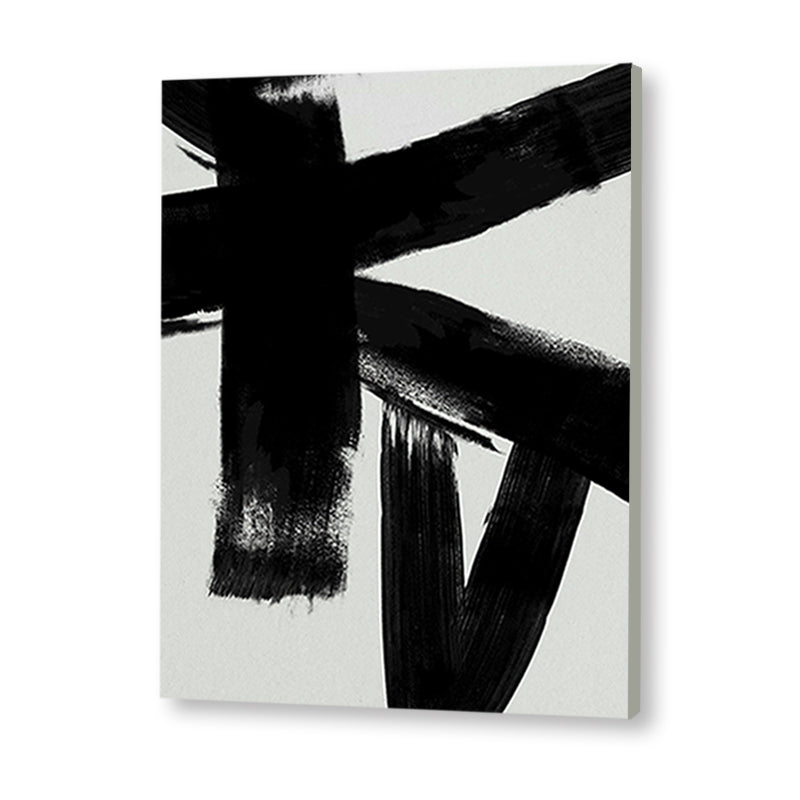 Jagged Edges 1 Black and White Canvas Wall Art Print