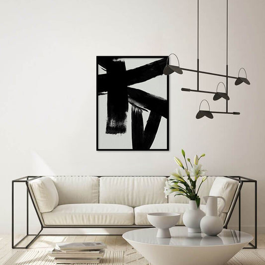 Jagged Edges 1 Black and White Canvas Wall Art Print