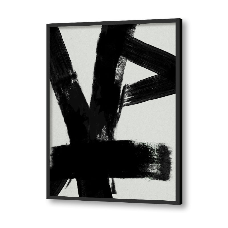 Jagged Edges 2 Black and White Canvas Wall Art Print