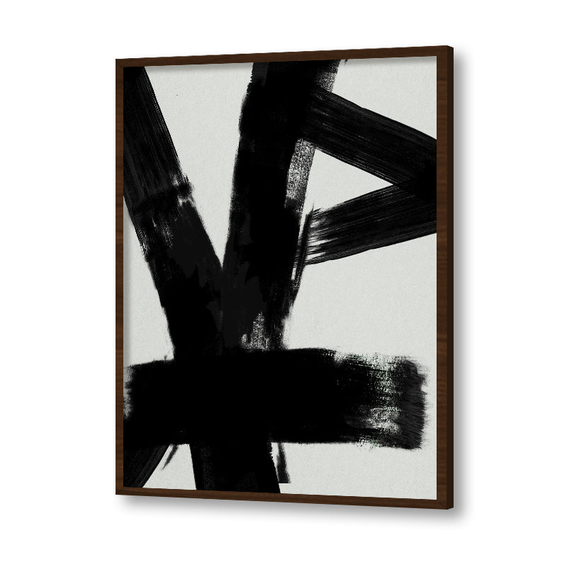 Jagged Edges 2 Black and White Canvas Wall Art Print