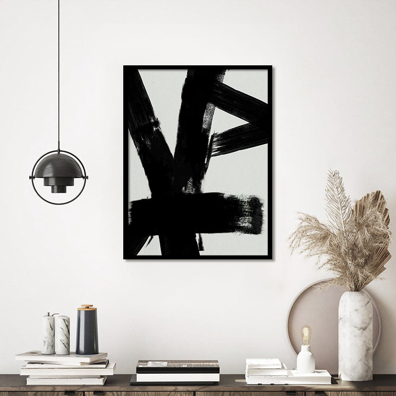 Jagged Edges 2 Black and White Canvas Wall Art Print