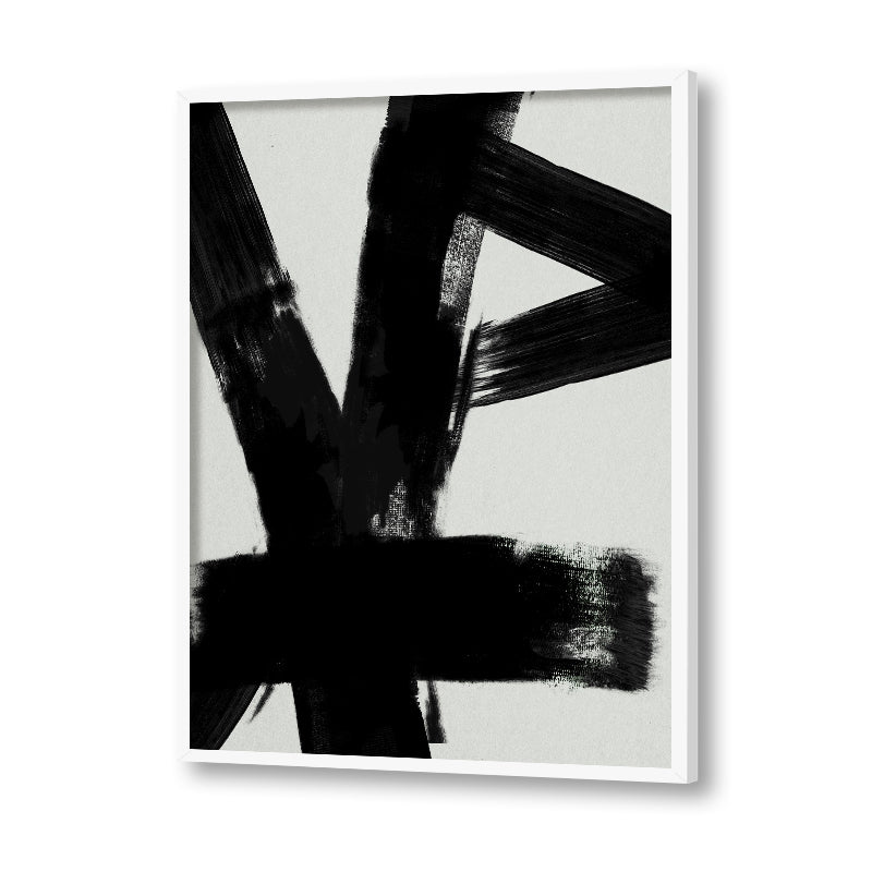 Jagged Edges 2 Black and White Canvas Wall Art Print