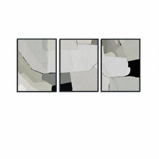 Monochrome Haze set of 3 | Abstract Canvas Painting for Wall | Wall Decor | Wall Painting