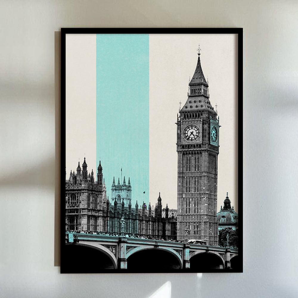 Scenic Escapes 9 Black and White Canvas Wall Art Print shown in a room