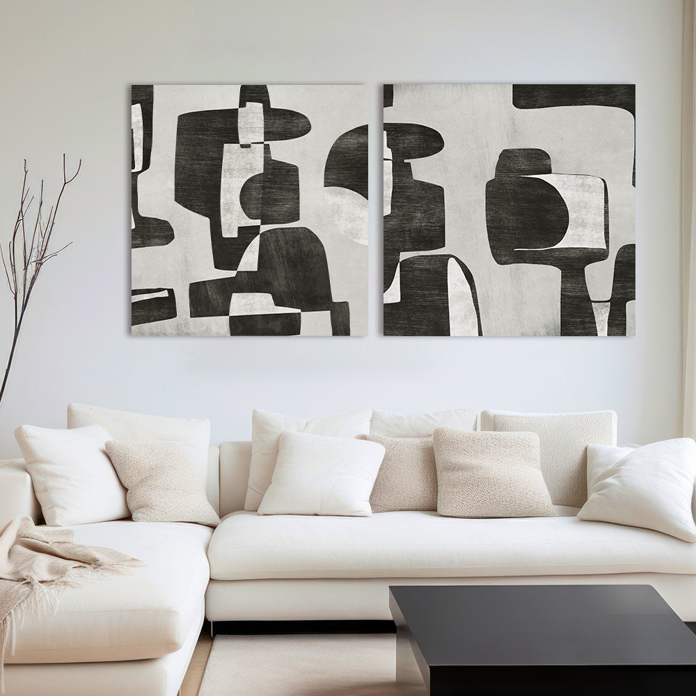 Shadows & Echoes Set of 2 Abstract Canvas Artprint for Wall