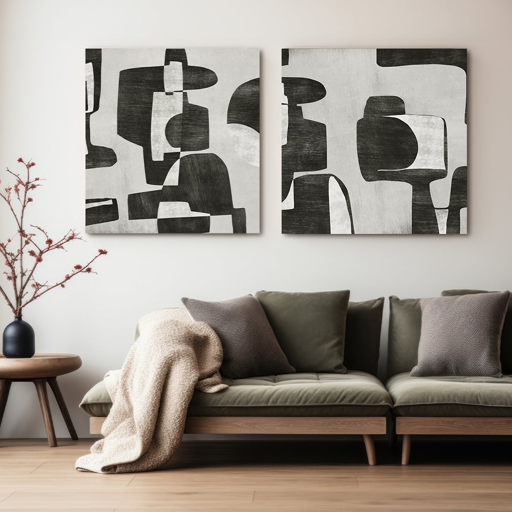 Shadows & Echoes Set of 2 Abstract Canvas Artprint for Wall