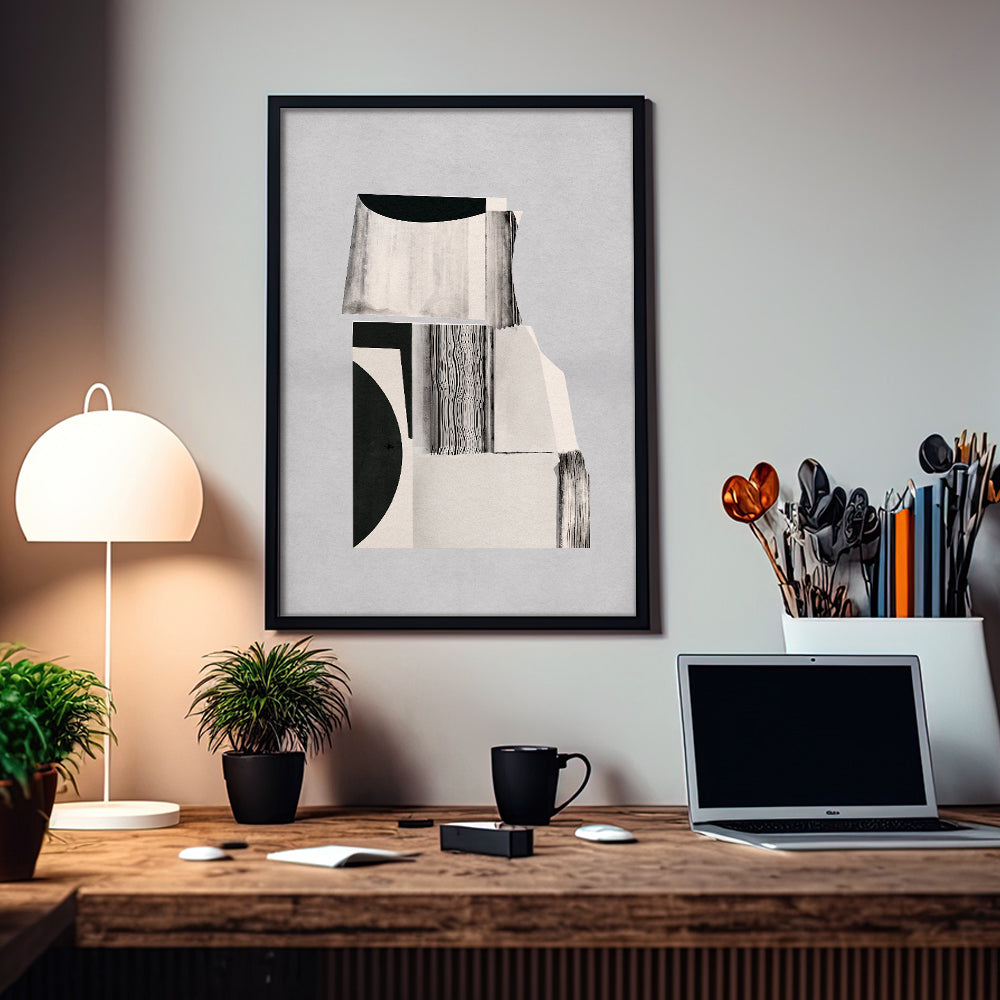 Structure and Void Abstract Canvas Wall Art Print shown in a room