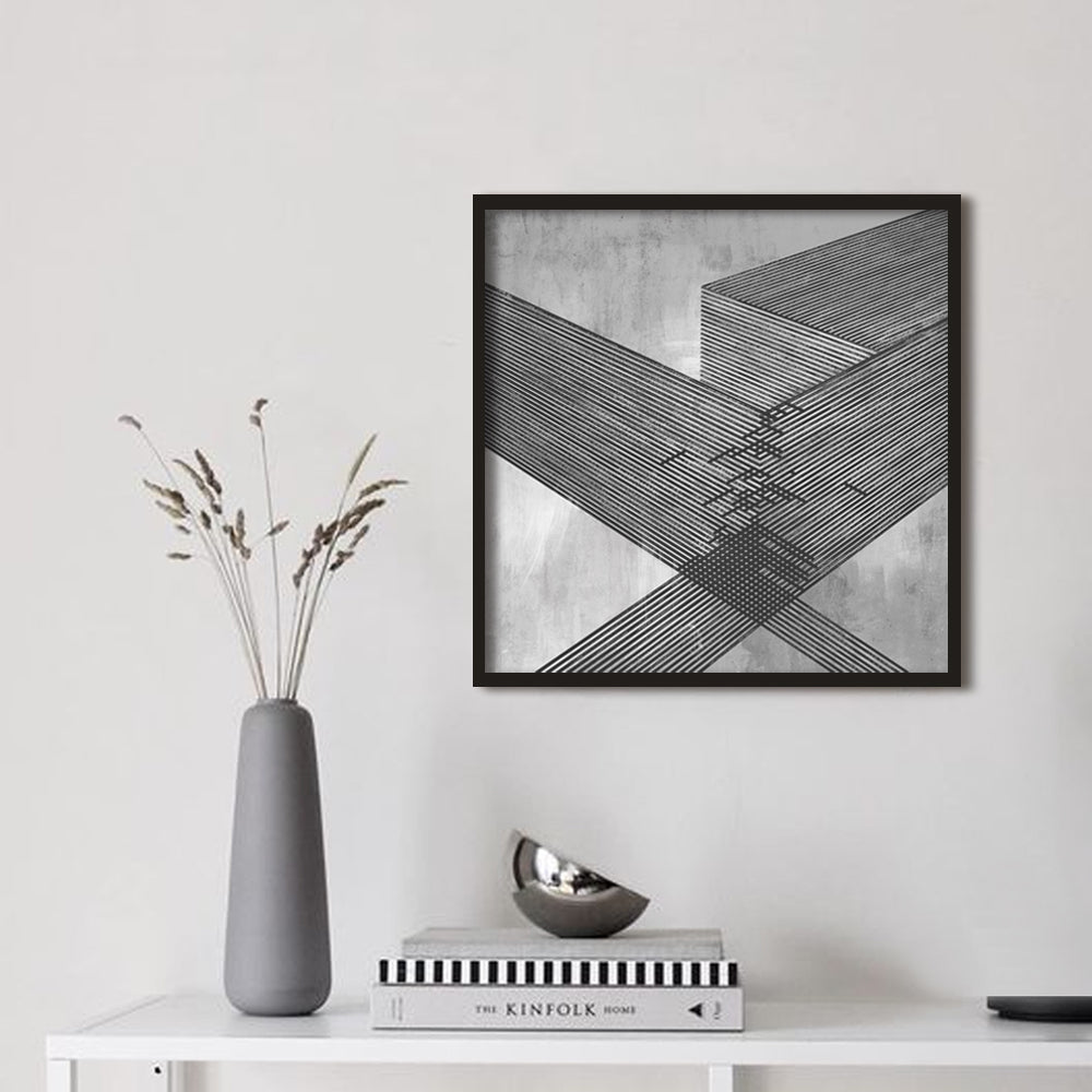 Structured Serenity-1 Black & White Canvas Wall Art Print shown in a room