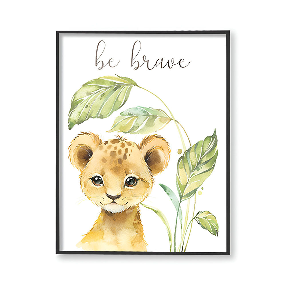 Baby Lion Wall Art Canvas Print for Kids Room shown in a room
