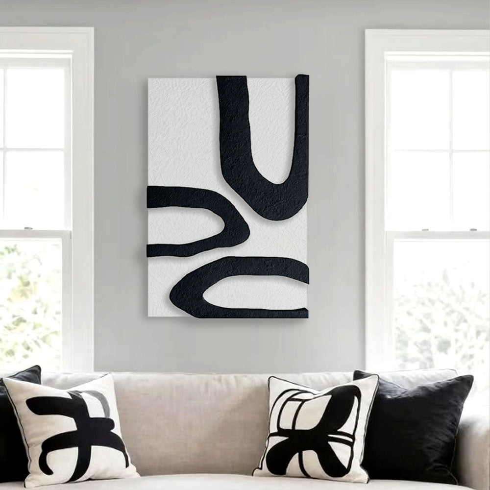 Monochrome Flow – Textured Art on Wood