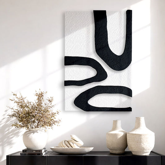 Monochrome Flow – Textured Art on Wood