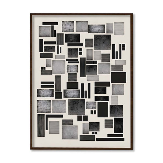 Blocks Black and White Artwork Canvas Print