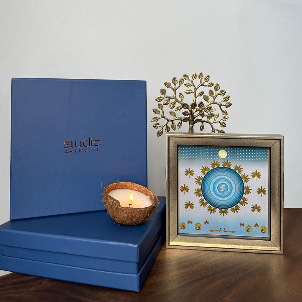 Traditional Pichwai With Swastika Artwork with Gift Box