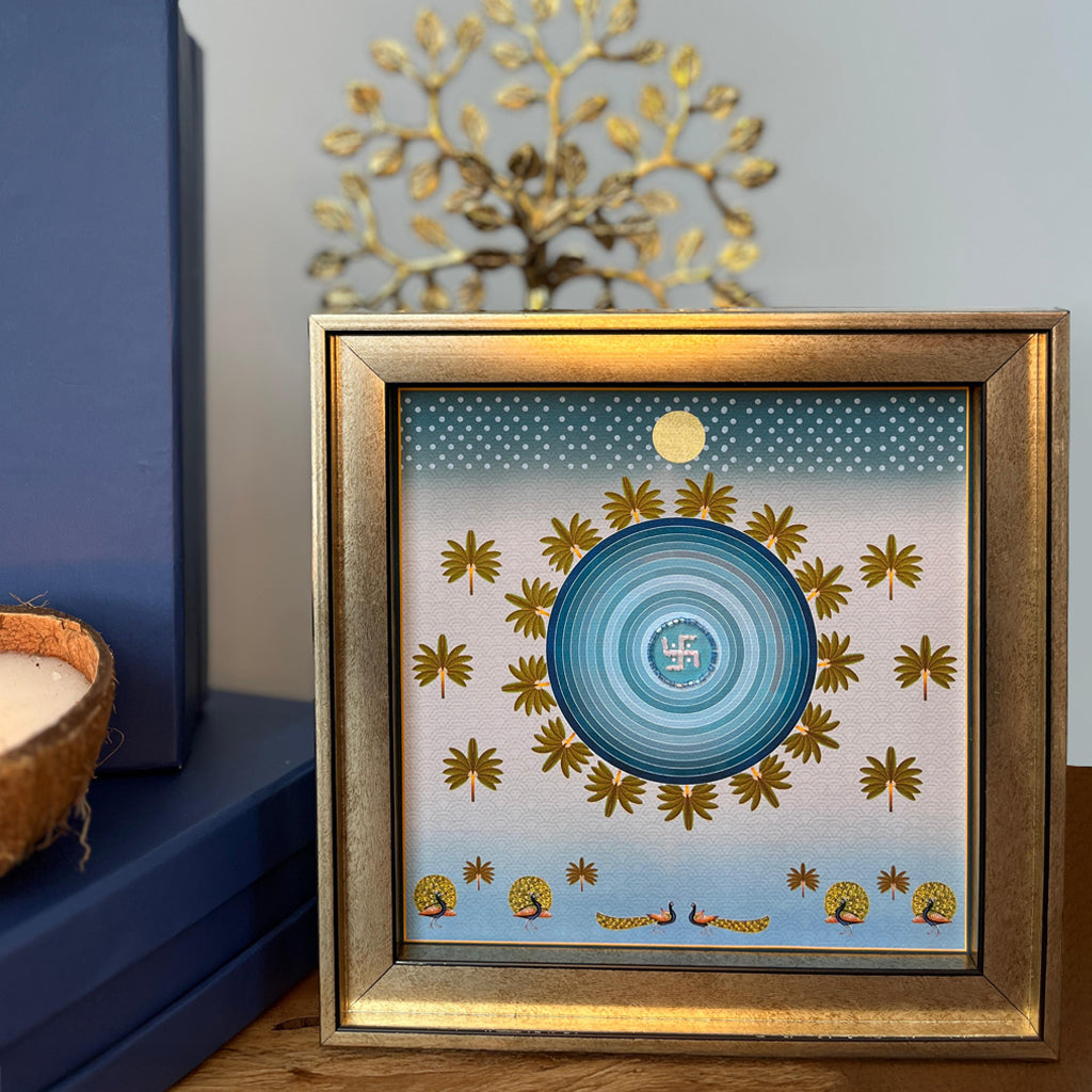 Traditional Pichwai With Swastika Artwork with Gift Box