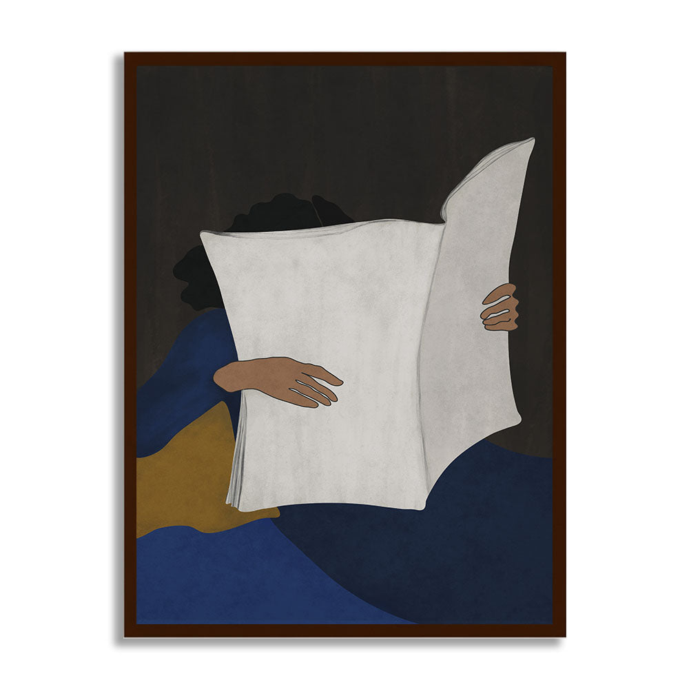 Book Worm 2 Scandinavian Canvas Wall Art Print for Bedroom shown in a room