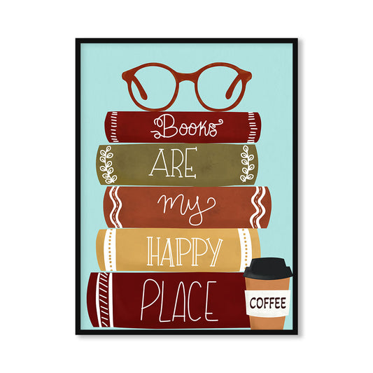 Books Are My Happy Place — Cute Reading Lover Pop Artwork Canvas Print for Wall