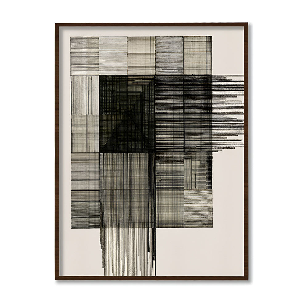 Charcoal Lines Black and White Artwork Canvas Print