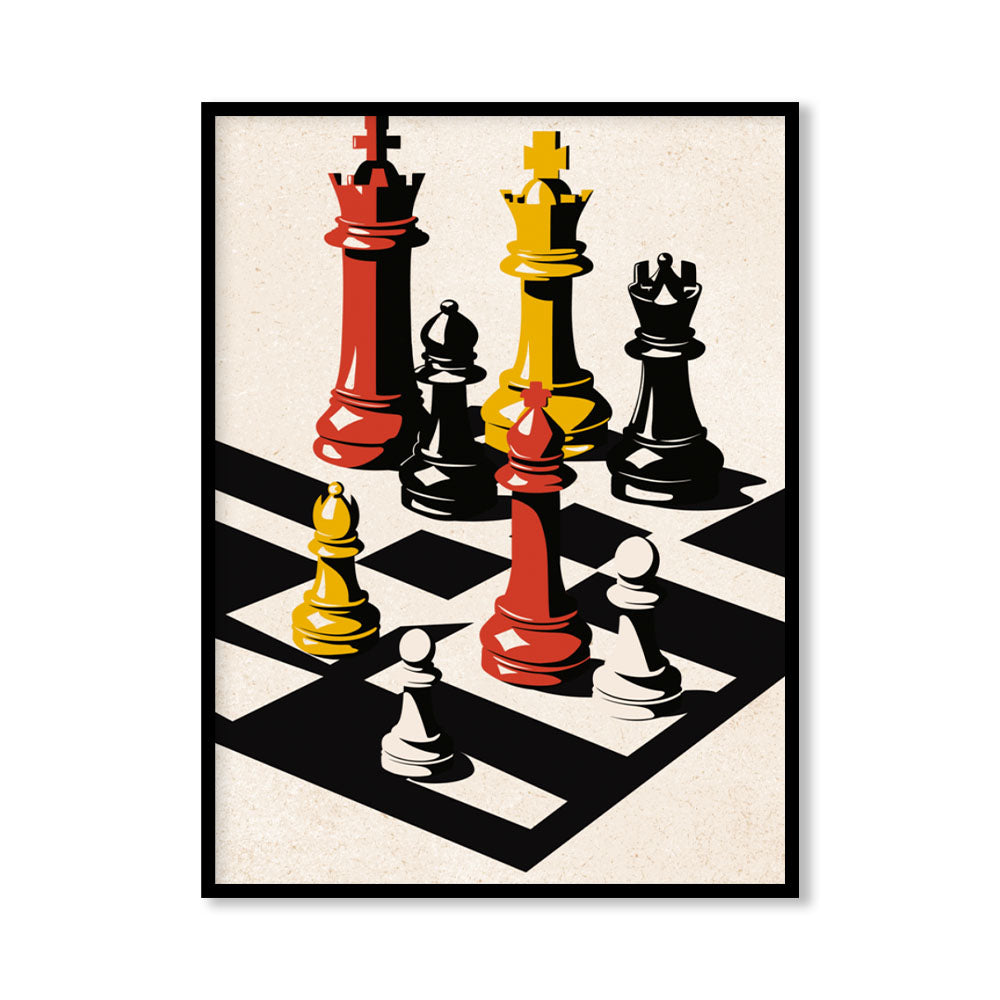 Checkmate Strategy — Modern Chess Pop Artwork Canvas Print for Wall