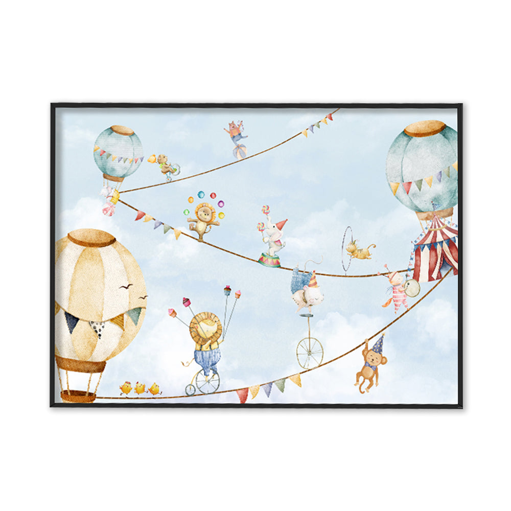 Circus In The Sky Wall Art Canvas Print for Kids Room