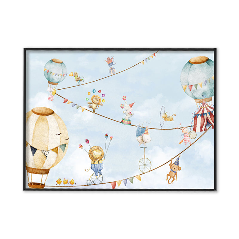 Circus In The Sky Wall Art Canvas Print for Kids Room