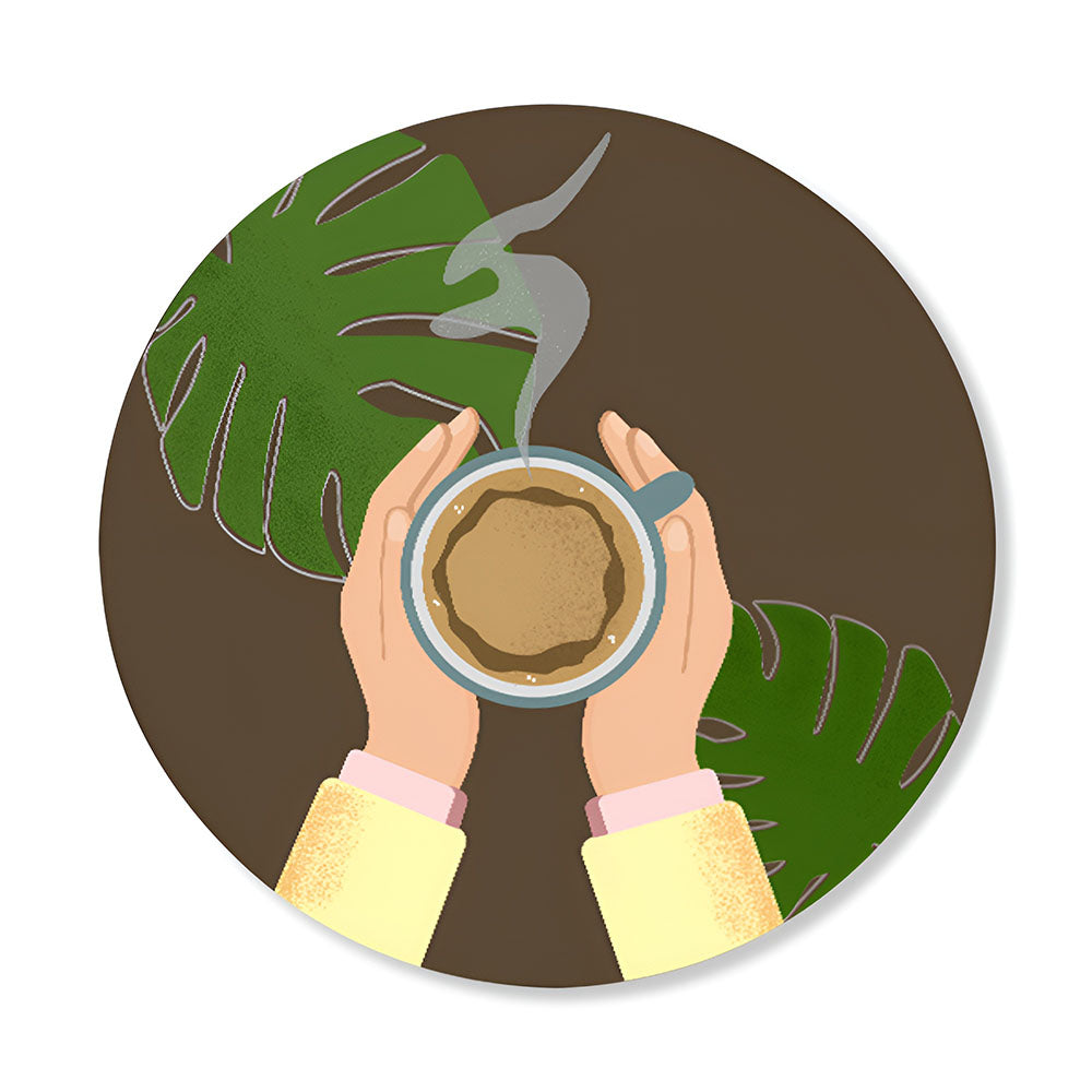 Coffee Love (Round) Pop Artwork Canvas Print for Wall