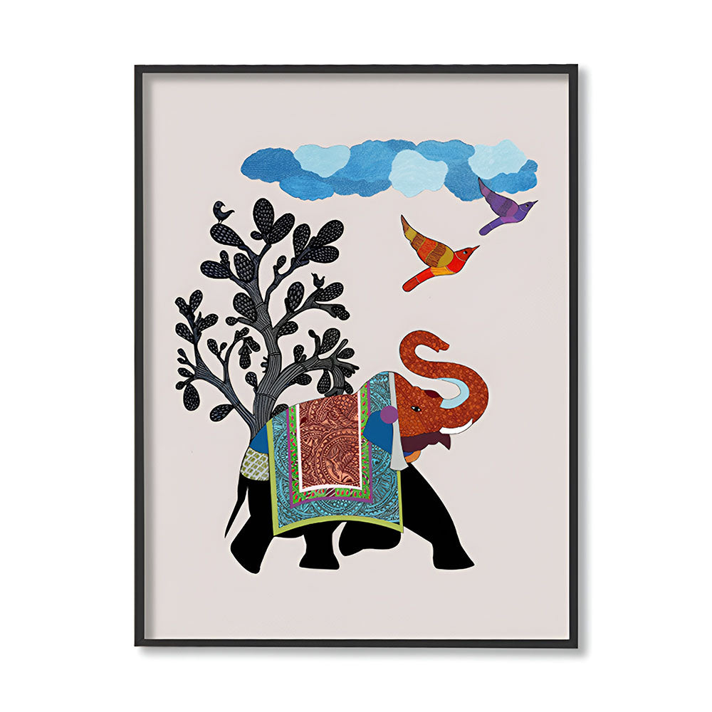 Contemporary Gond Art 1 Traditional Artwork Canvas Print for Wall