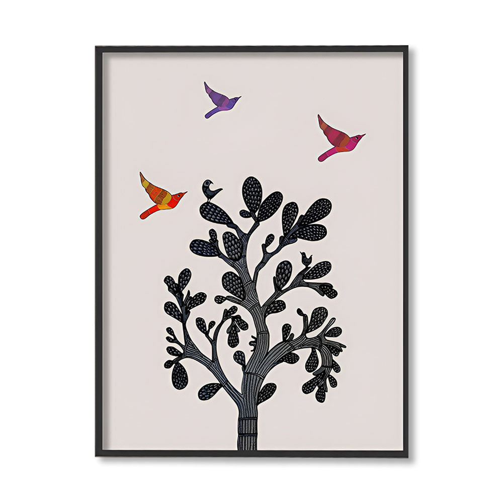 Contemporary Gond Art 2 Traditional Artwork Canvas Print for Wall