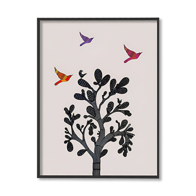 Contemporary Gond Art 2 Traditional Artwork Canvas Print for Wall