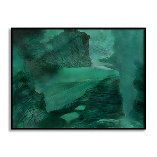 Emerald Echoes Abstract Canvas Wall Art Print