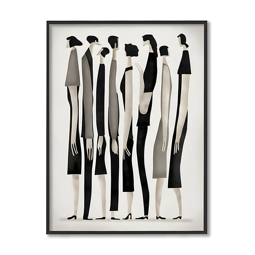 Figurines Black and White Art Canvas Wall Print