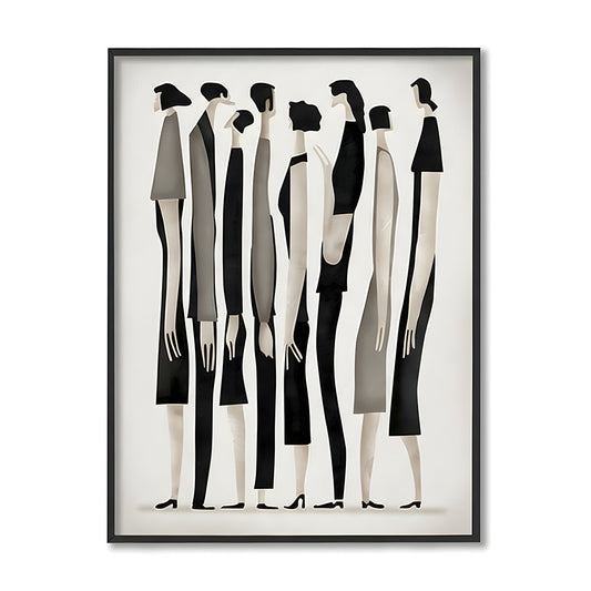 Figurines Black and White Art Canvas Wall Print