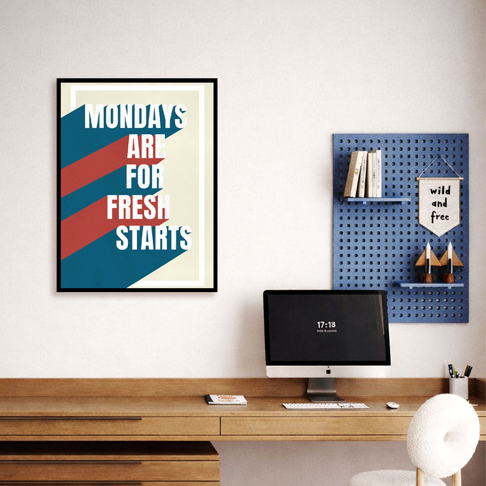 Fresh Starts — Monday Motivation Typography Pop Artwork Canvas Print for Wall