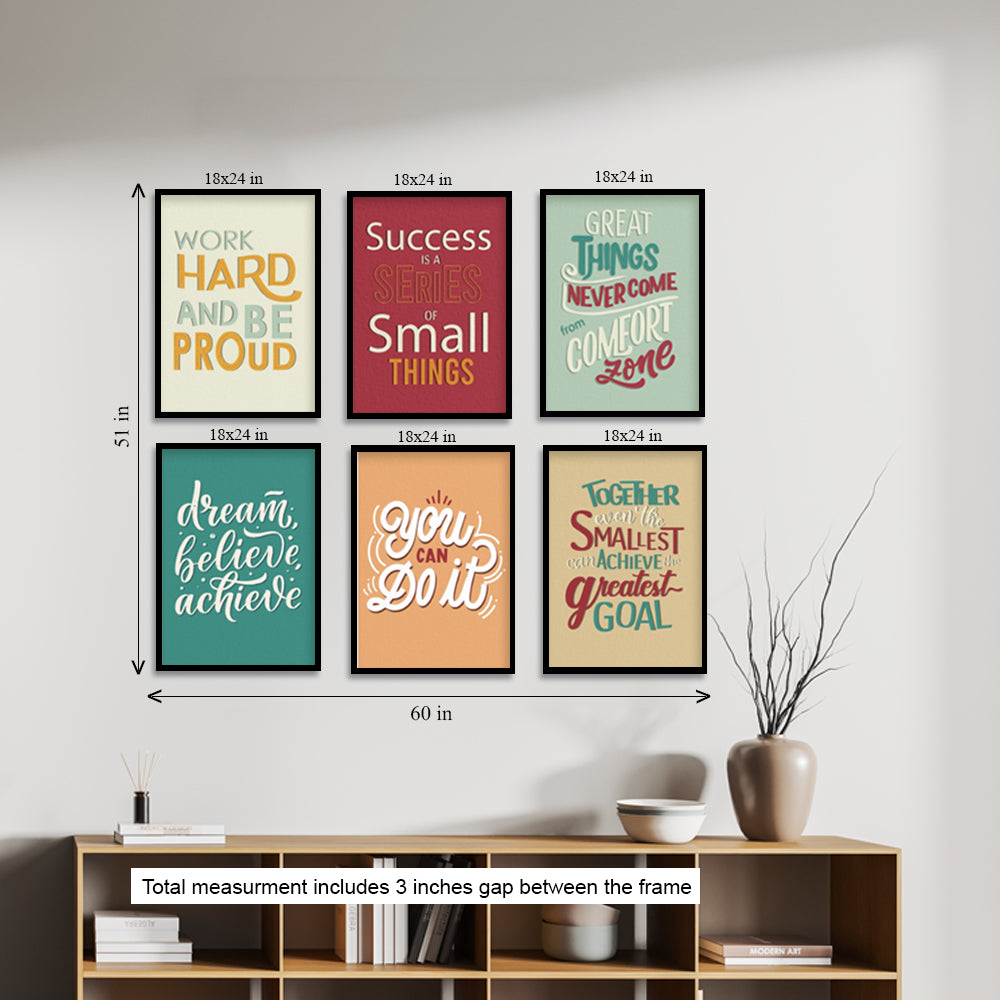 Quotes to Success Canvas Painting Gallery Wall Art for Home Decor