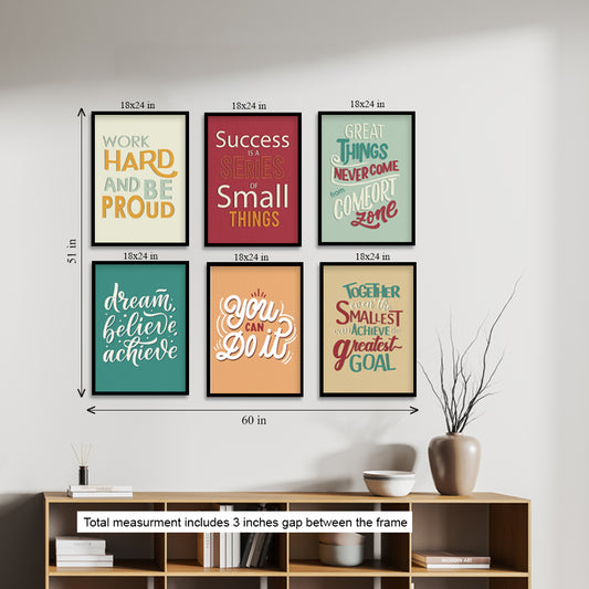 Quotes to Success Canvas Painting Gallery Wall Art for Home Decor