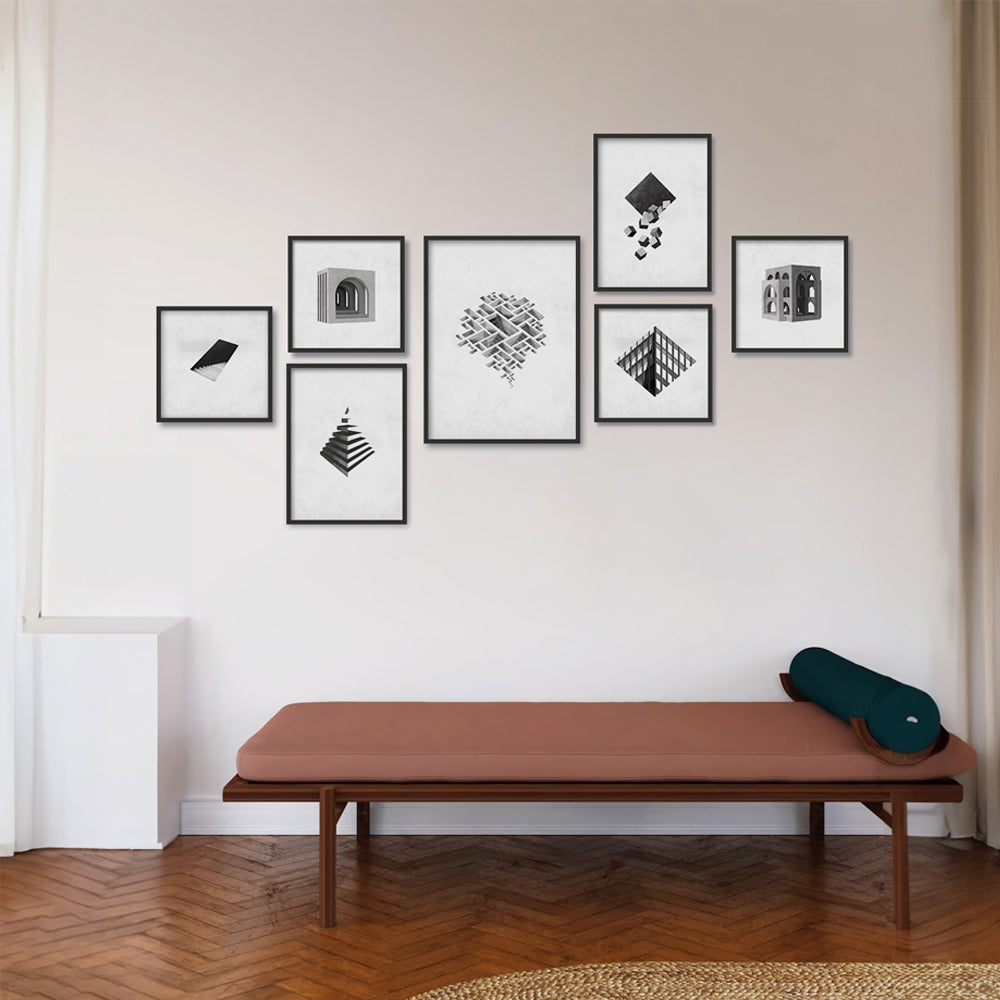 Monochromatic Illusions Canvas Painting Gallery Wall Art