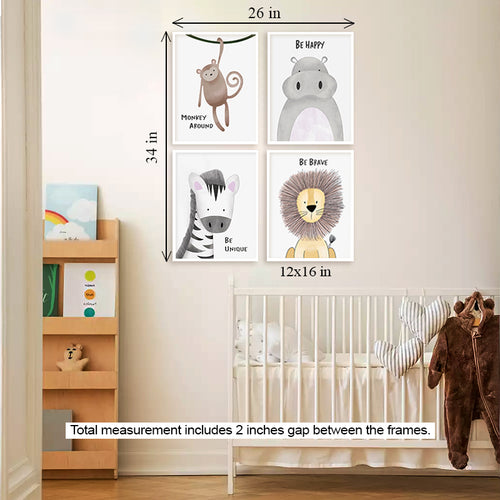 Animated Animals Canvas Painting Gallery Wall Art