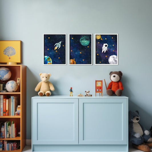 Travel to Space Gallery Wall Wall Art for Home Decor| Canvas Painting for Wall Art | Wall Decor | Wall Painting for Cafe, Restaurant, Living Room, Home Decor