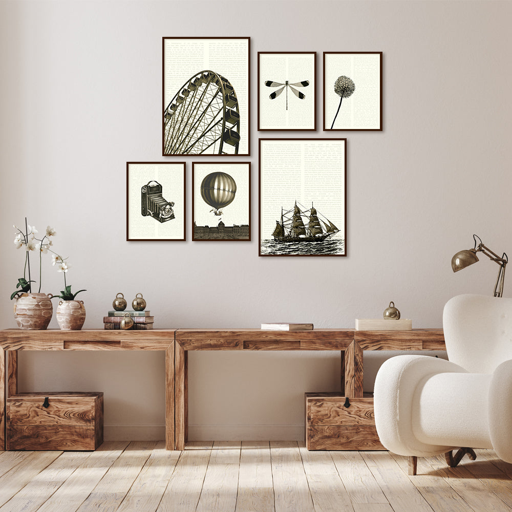 Vintage Vibes Canvas Painting Gallery Wall Art