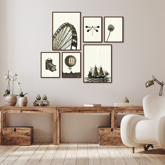 Vintage Vibes Canvas Painting Gallery Wall Art