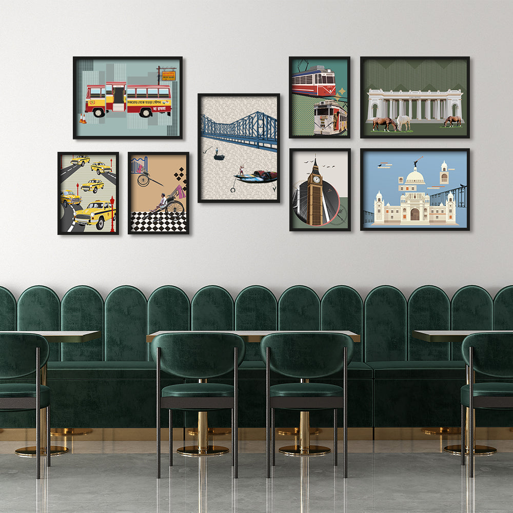 Essence of Kolkata Canvas Painting Gallery Wall Art shown in a room