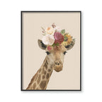 Giraffe Floral Head Wall Art Canvas Print for Kids Room