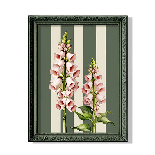 Blush Foxglove Duo – Vintage Botanical Wall Art