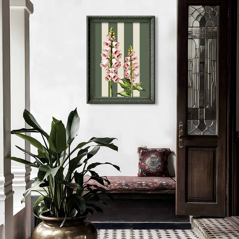 Blush Foxglove Duo – Vintage Botanical Wall Art