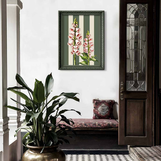 Blush Foxglove Duo – Vintage Botanical Wall Art