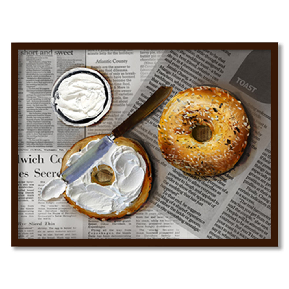 Grub Club - Bagel Vintage Wall Artwork | Pop Canvas Painting for Wall | Wall Decor | Wall Painting for Living Room | Bedroom