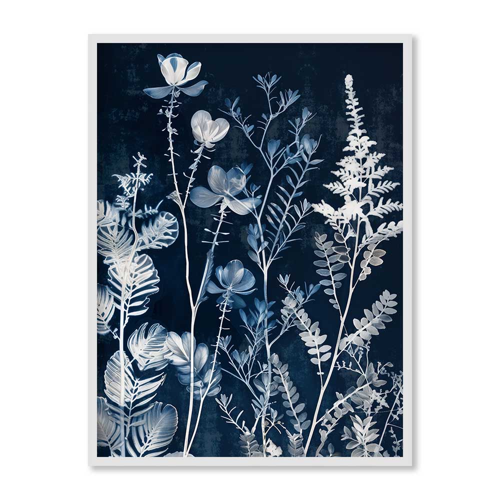 Indigo Blooms No. 1 – Scandinavian Artwork Canvas Print for Wall