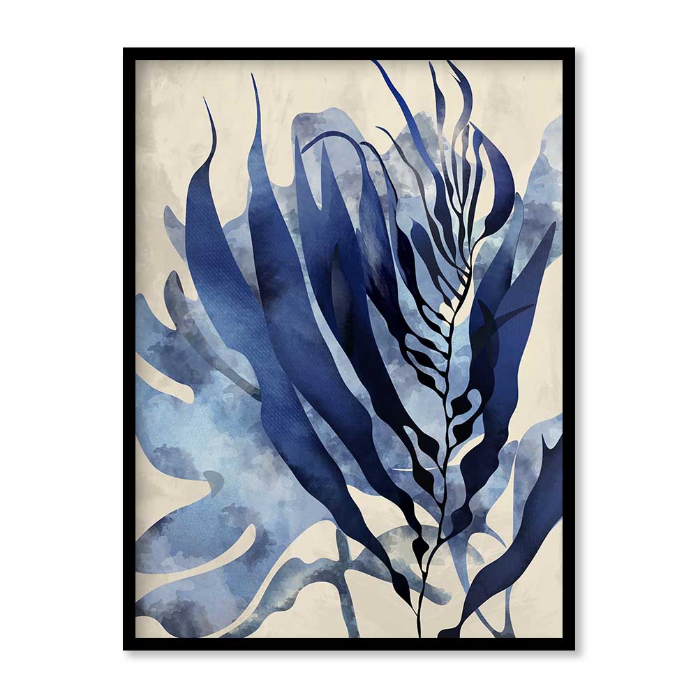 Indigo Blooms 2 Scandinavian Artwork Canvas Print for Wall