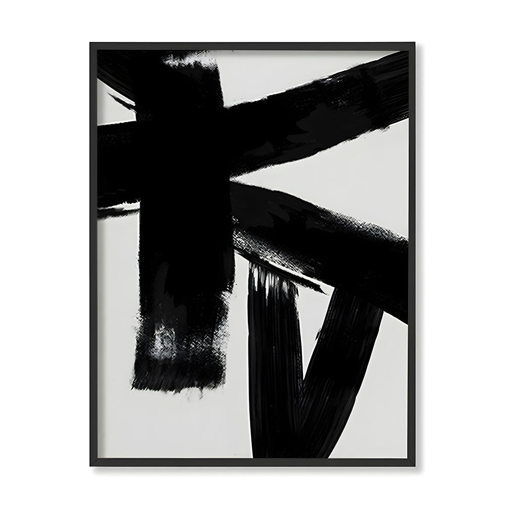 Jagged Edges 1 Black and White Canvas Wall Art Print