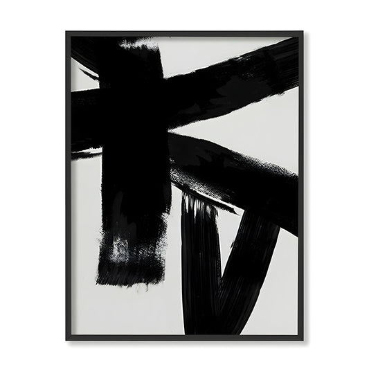 Jagged Edges 1 Black and White Canvas Wall Art Print